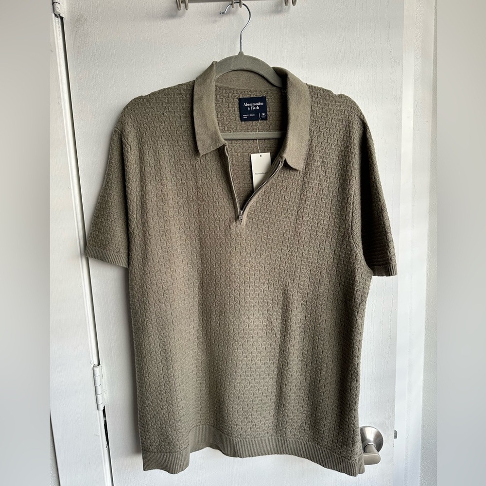 Abercrombie Green Quarter Zip Sweater Polo